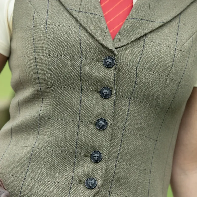 Equetech Bellingham Deluxe Womens Tweed Show Vest - Green-1