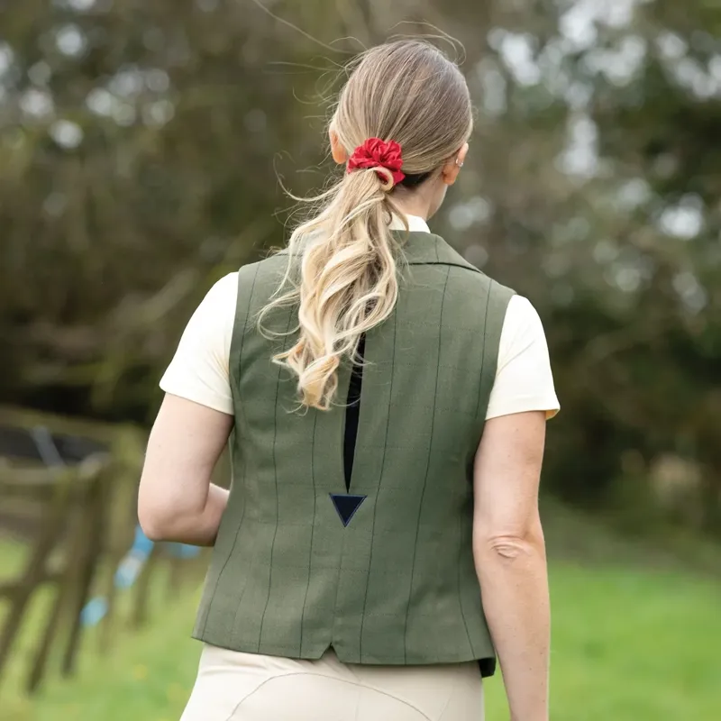 Equetech Bellingham Deluxe Womens Tweed Show Vest - Green-2