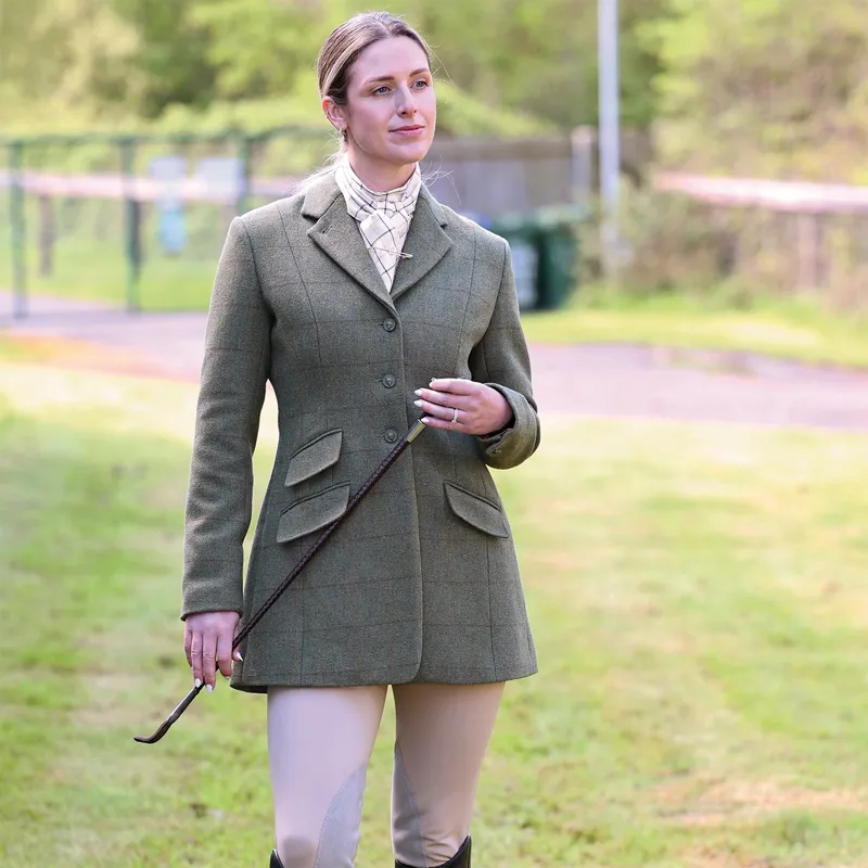 Equetech Claydon Beaufort Women's Tweed Show Coat - Green-1