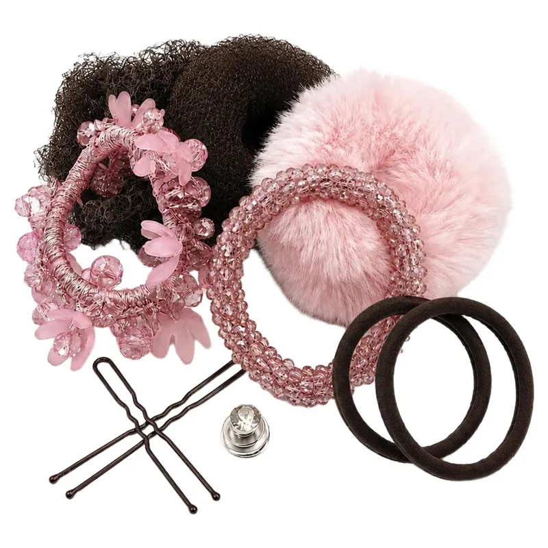 Equetech Competition Bun Kit - Brunette/Pink