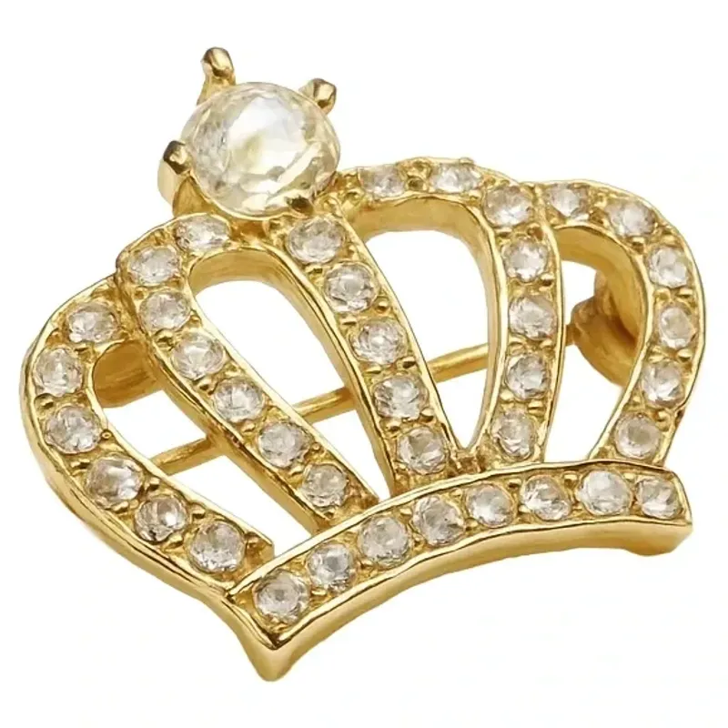 Equetech Crystal Crown Stock Pin - Gold
