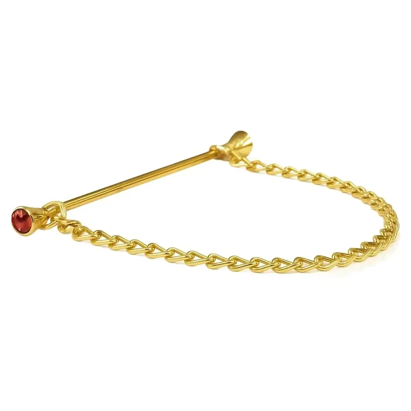 Equetech Crystal Show Collar Pin and Chain - Gold/Red Crystal