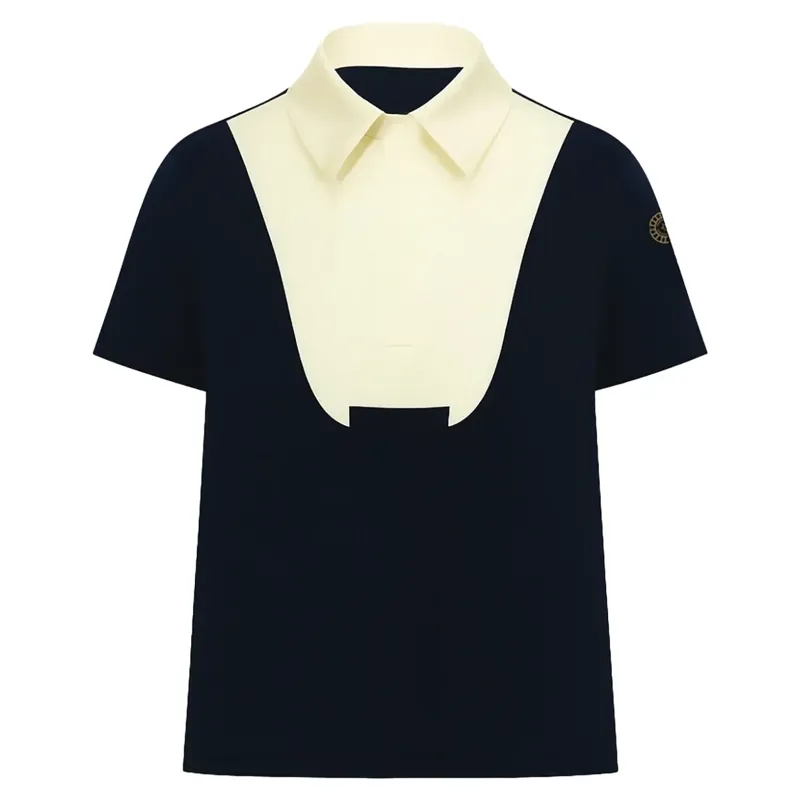 Equetech Elite Junior Short Sleeve Show Shirt - Navy/Cream