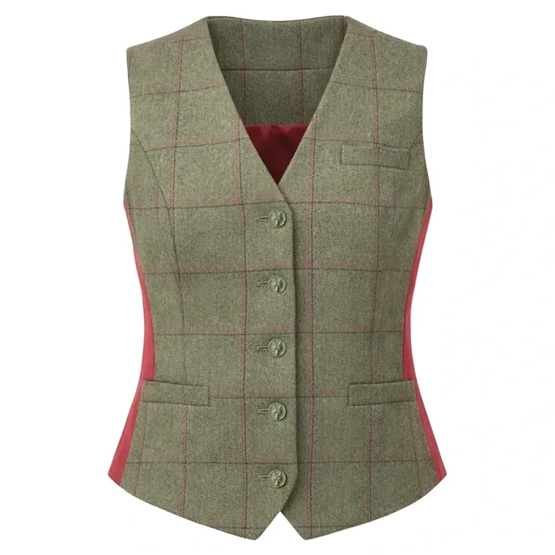 Equetech Launton Deluxe Women's Tweed Competition Vest - Green-1