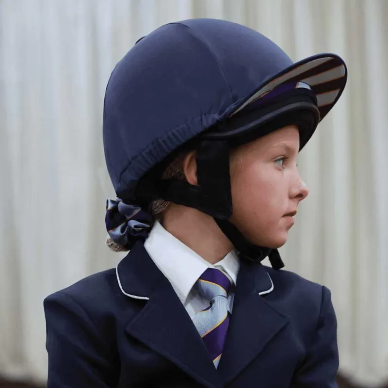 Equetech Pony Club 2-in-1 Lycra Helmet Cover - Navy-1