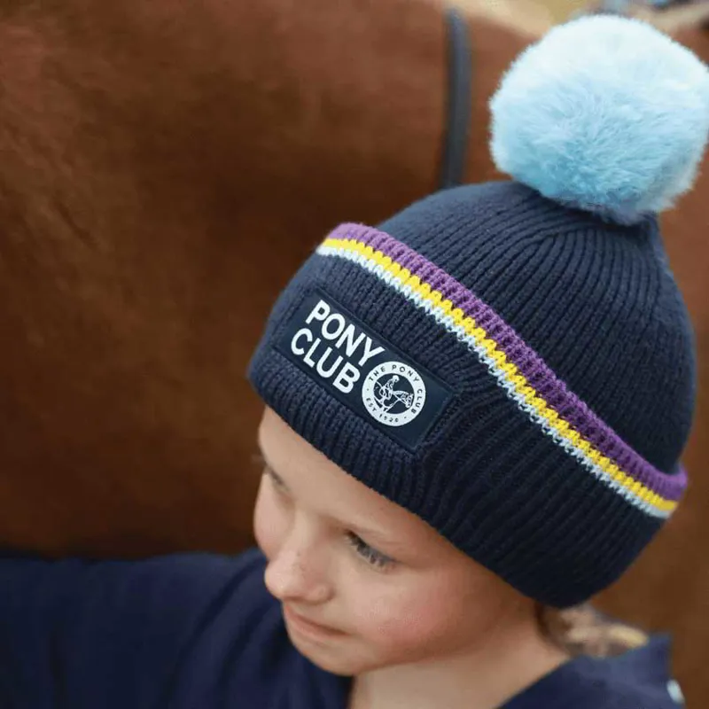 Equetech Pony Club Knit Pom Hat-Navy-1