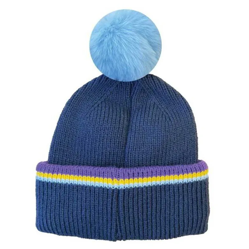 Equetech Pony Club Knit Pom Hat-Navy-2