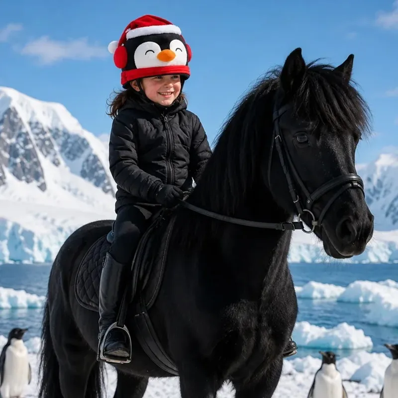 Equetech Christmas Helmet Cover - Pippin Penguin-2