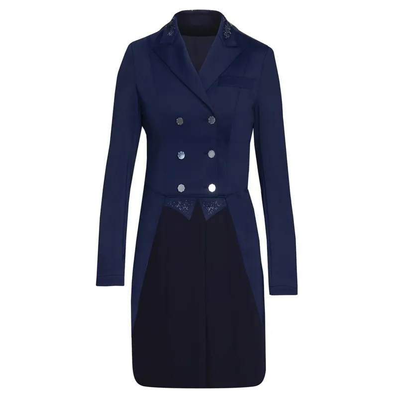 Equetech Premiere Crystal Ladies Dressage Tails - Navy/Silver