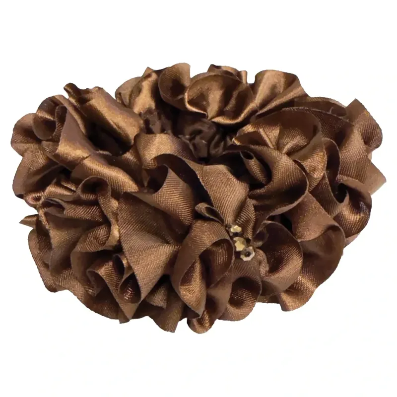 Equetech Rosette Crystal Hair Scrunchie - Coffee