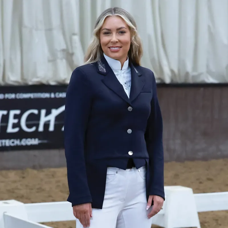 Equetech Crystal Cut-Away Women's Dressage Show Jacket - Navy-2