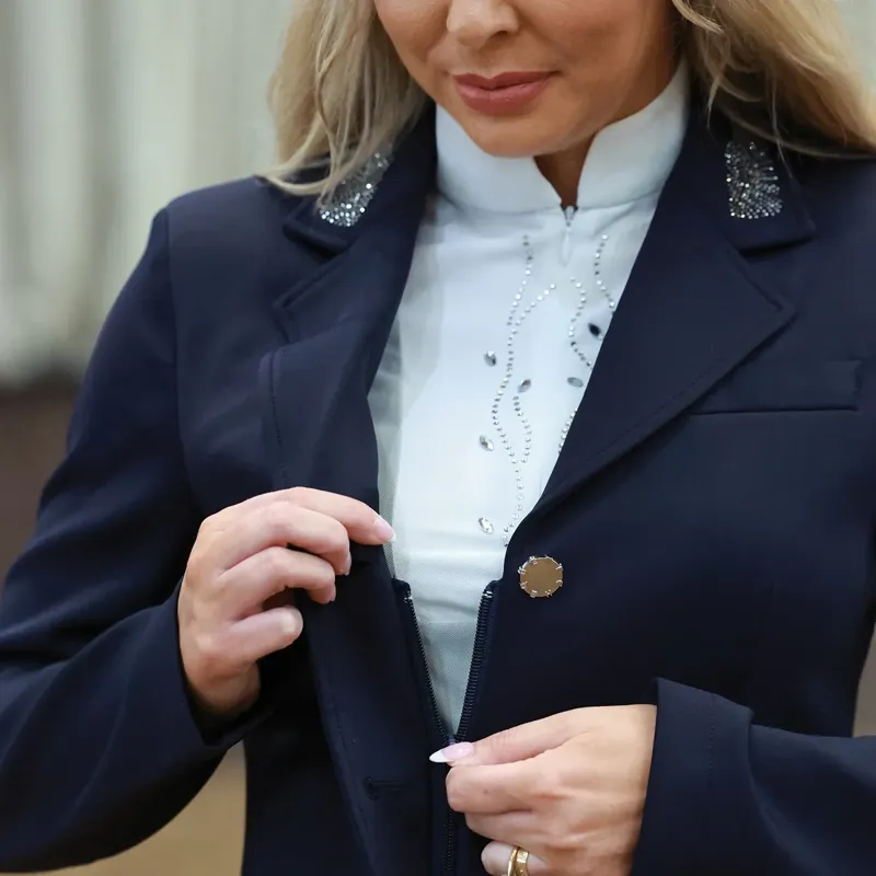 Equetech Crystal Cut-Away Women's Dressage Show Jacket - Navy-3