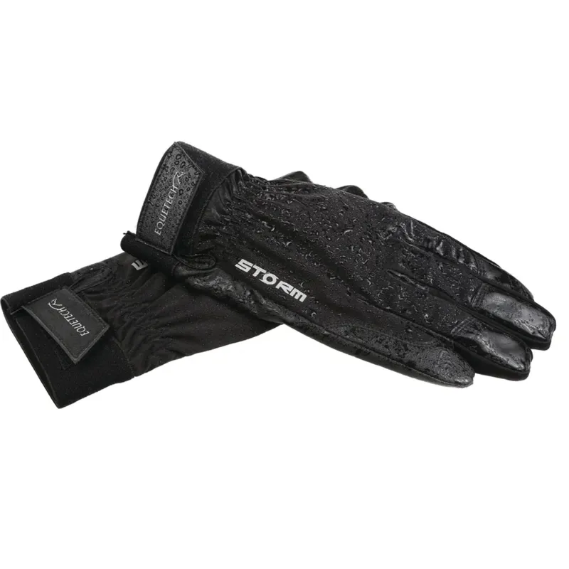 Equetech Storm Waterproof Adult Riding Gloves - Black-1