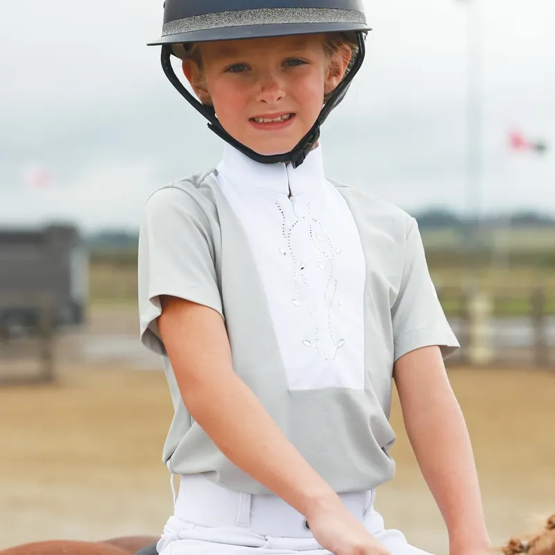 Equetech Virginia Junior Girls Show Shirt - Gray-3