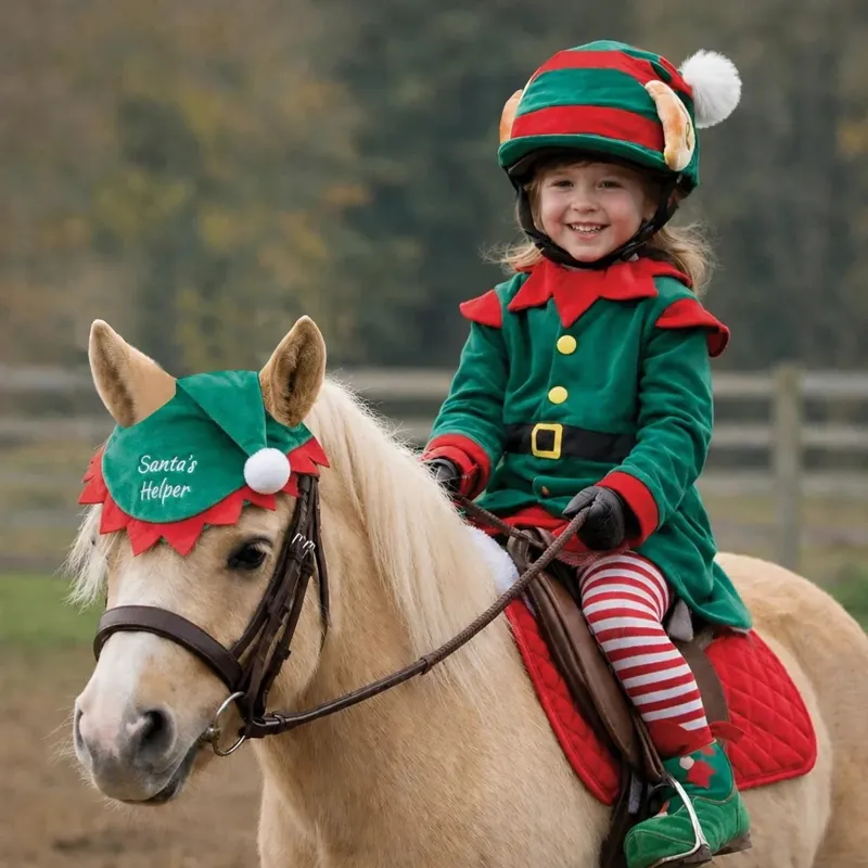 Equetech Christmas Helmet Cover - Elf Hat-2