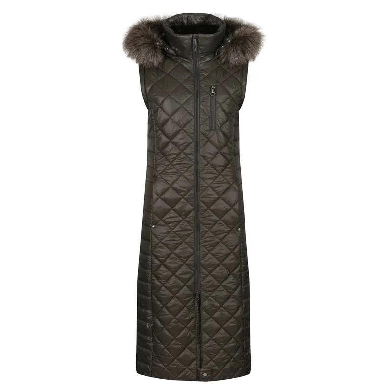 Equetech 2-in-1 Quilted Womens Long-Line Jacket/Vest - Khaki-1