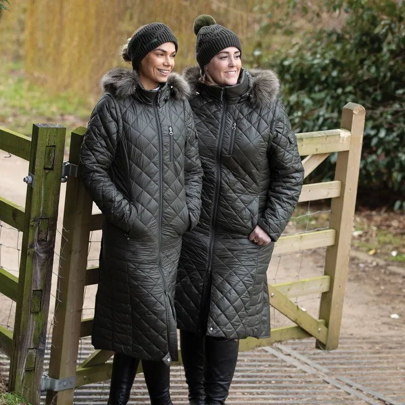 Equetech 2-in-1 Quilted Womens Long-Line Jacket/Vest - Khaki-3