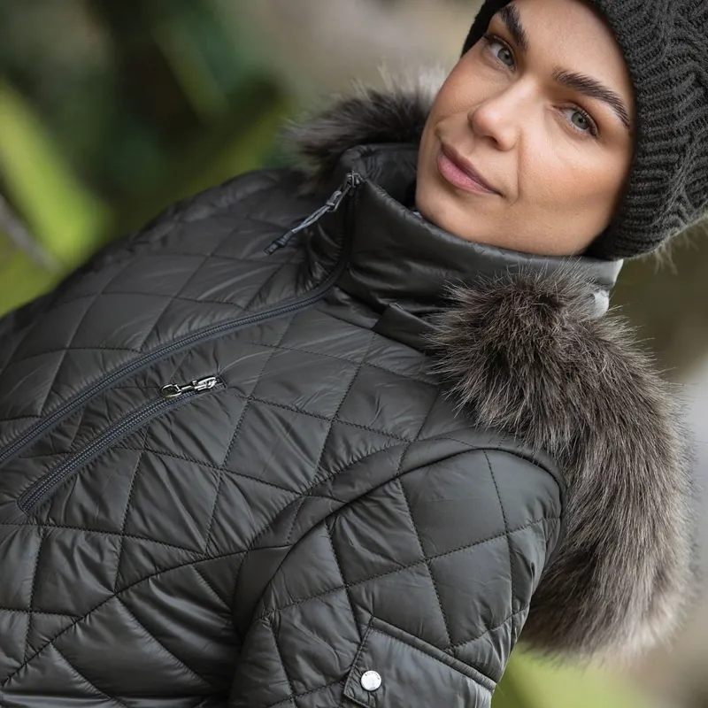 Equetech 2-in-1 Quilted Womens Long-Line Jacket/Vest - Khaki-5