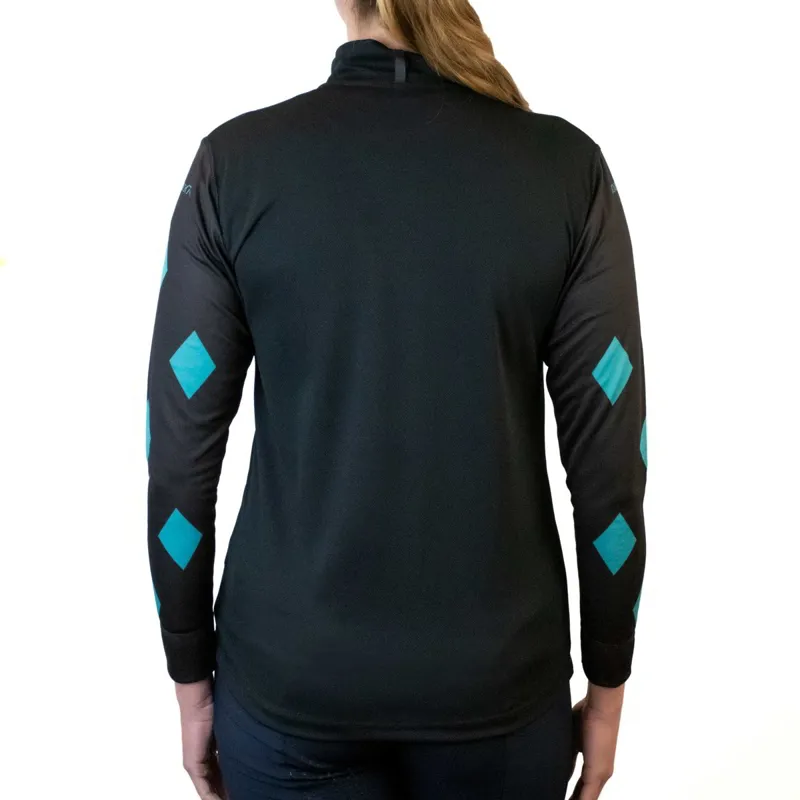 Equetech Airflow Womens Cross Country Top - Black/Turquoise Diamonds-1