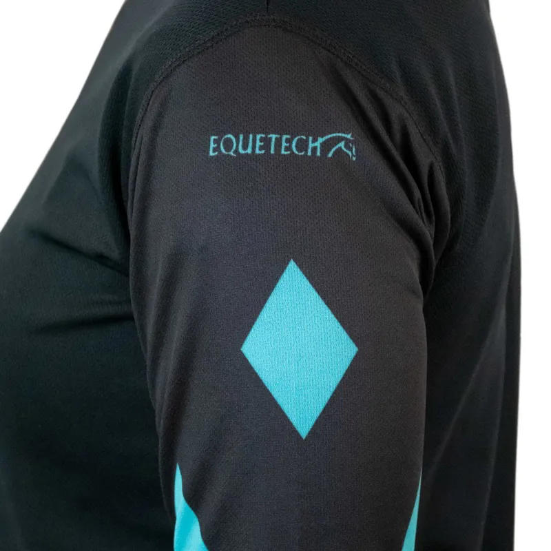 Equetech Airflow Womens Cross Country Top - Black/Turquoise Diamonds-2