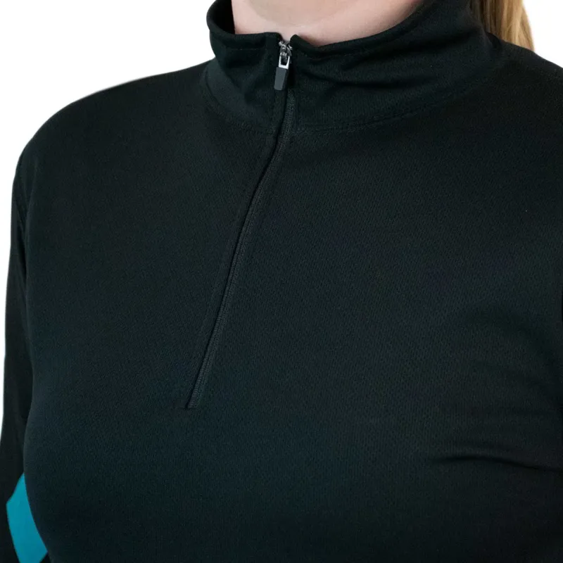 Equetech Airflow Womens Cross Country Top - Black/Turquoise Diamonds-3