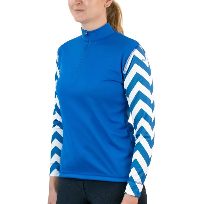 Equetech Airflow Women's Cross Country Top - Royal/White Chevrons
