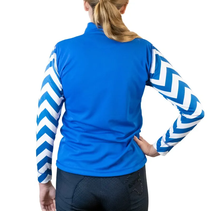 Equetech Airflow Women's Cross Country Top - Royal/White Chevrons-1