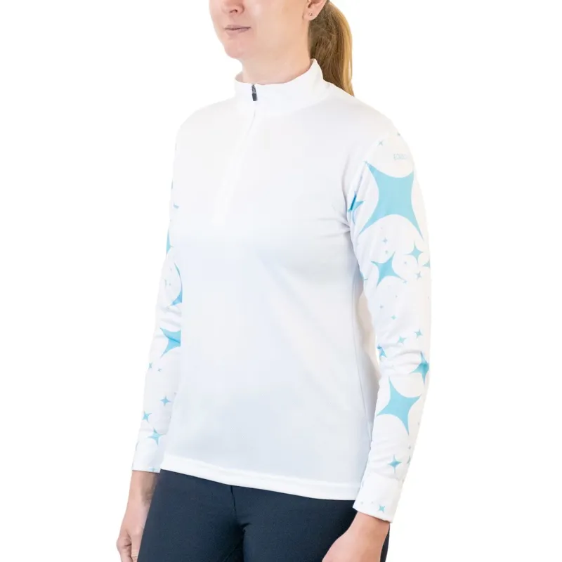 Equetech Airflow Ladies Cross Country Top - White/Light Blue Starburst