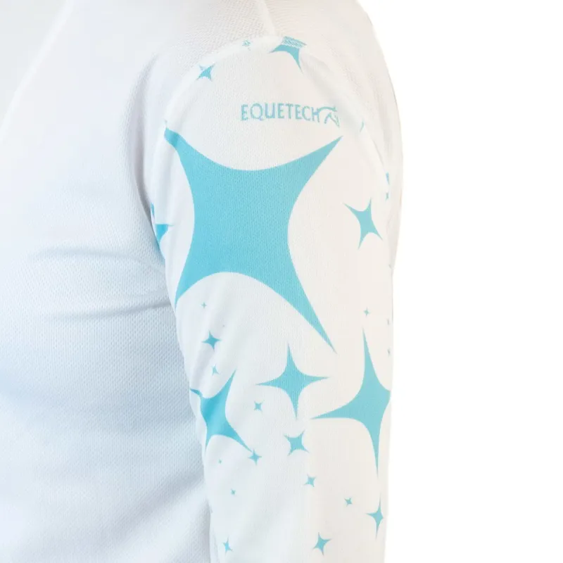 Equetech Airflow Ladies Cross Country Top - White/Light Blue Starburst-2