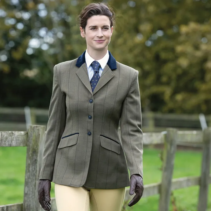 Equetech Bellingham Deluxe Stretch Women's Tweed Show Coat - Green-3