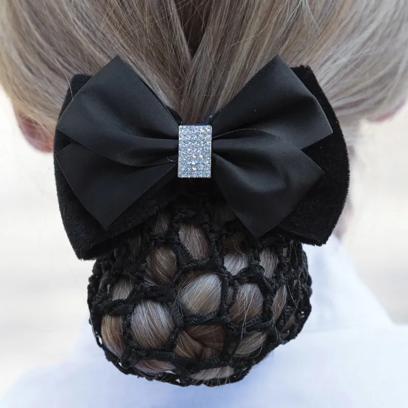 Equetech Crystal Dressage Bow and Hairnet - Black-1