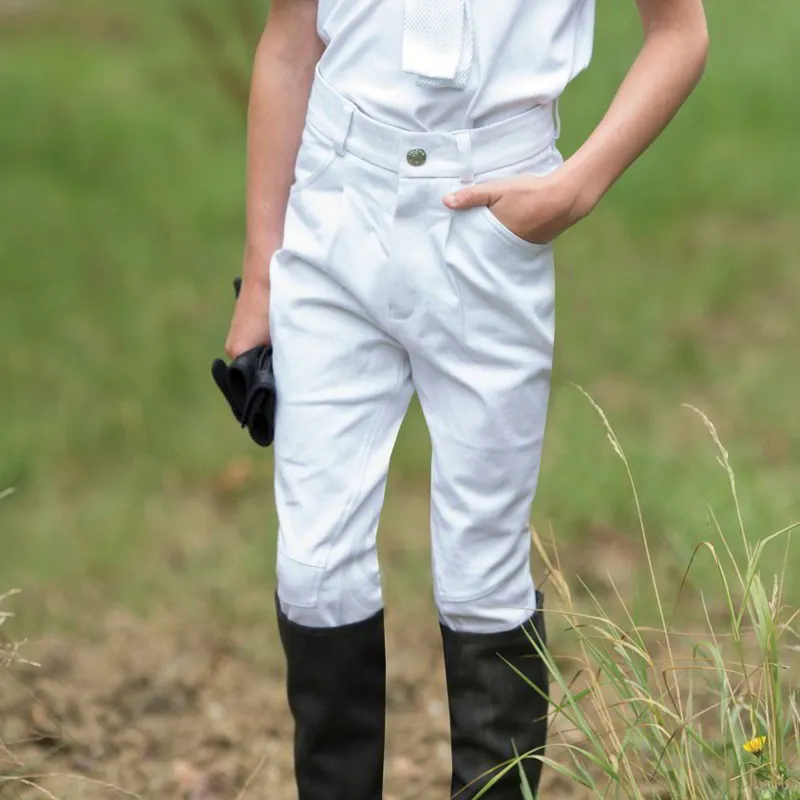 Equetech Sport Knee Grip Junior Boys Competition Breeches - White-1