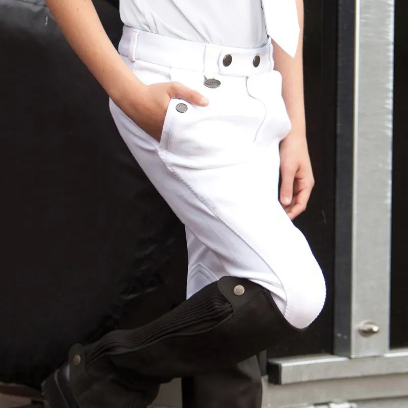 Equetech Casual Knee Patch Junior Boys Competition Breeches - White-2