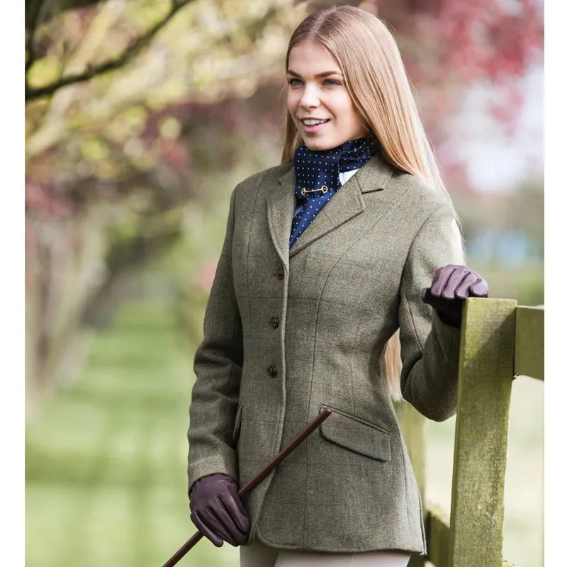 Equetech Claydon Womens Tweed Show Jacket - Green-1