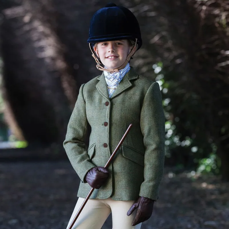 Equetech Claydon Tweed Junior Show Jacket - Green-2