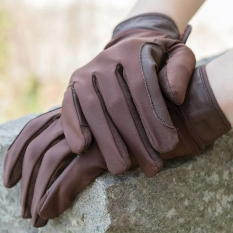Equetech Junior Competition Stretch Riding Gloves - Brown