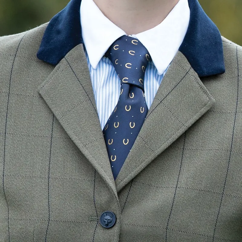 Equetech Horseshoe Adult Show Tie - Navy/Gold-1
