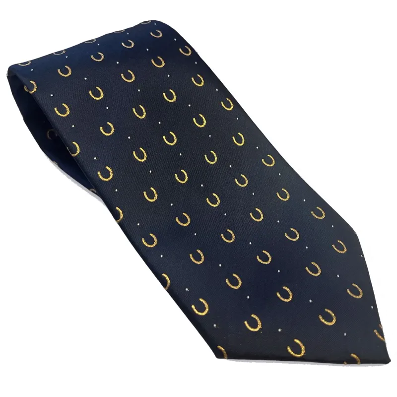 Equetech Horseshoe Adult Show Tie - Navy/Gold