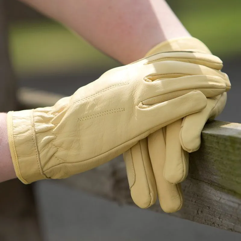 Equetech Junior Leather Show Gloves - Corn-1