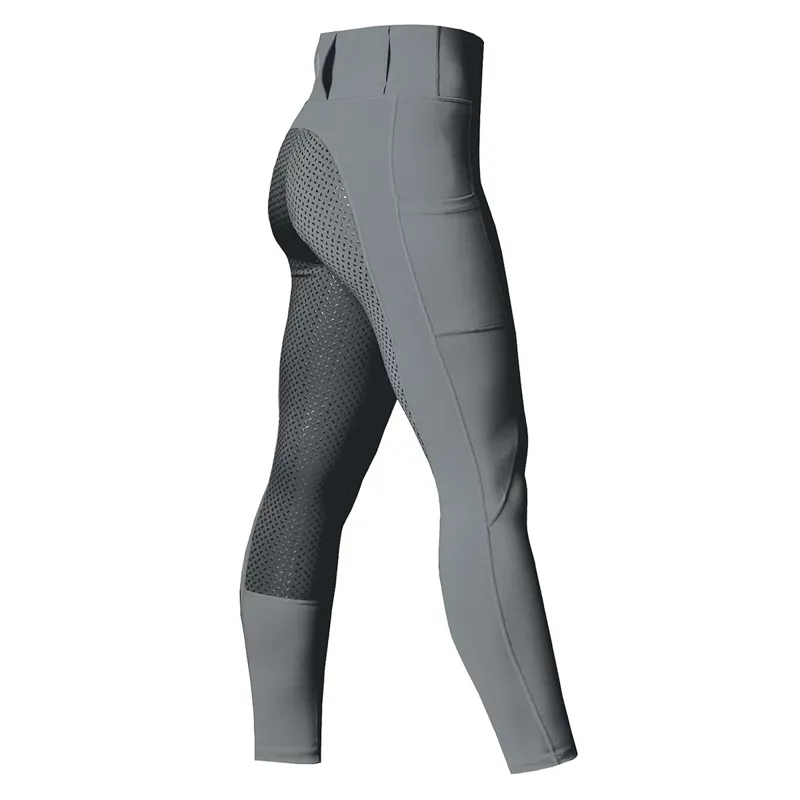 Equetech Performance Aqua-Shield Full Grip Ladies Riding Tights - Gray-1