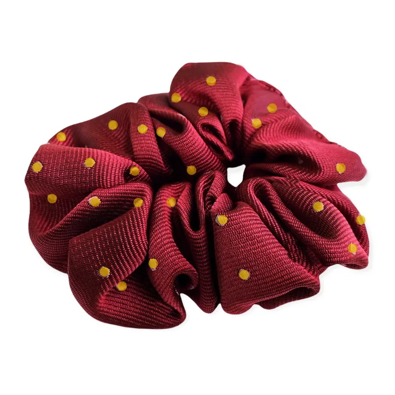 Equetech Polka Dot Show Scrunchie - Burgundy/Canary Gold-1