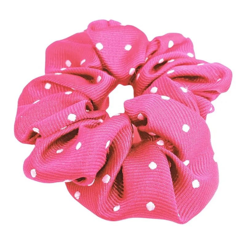 Equetech Polka Dot Show Scrunchie - Fuchsia/White-1