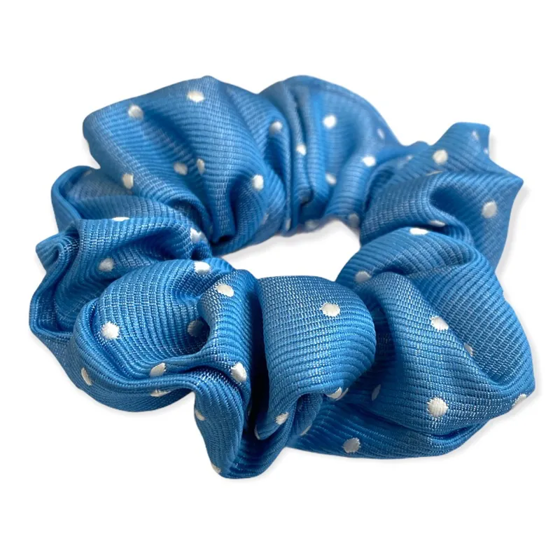 Equetech Polka Dot Show Scrunchie - Light Blue/White-1