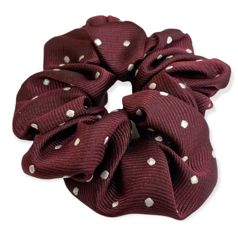 Equetech Polka Dot Show Scrunchie - Maroon/White-1