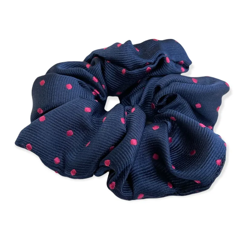 Equetech Polka Dot Show Scrunchie - Navy/Cerise-1