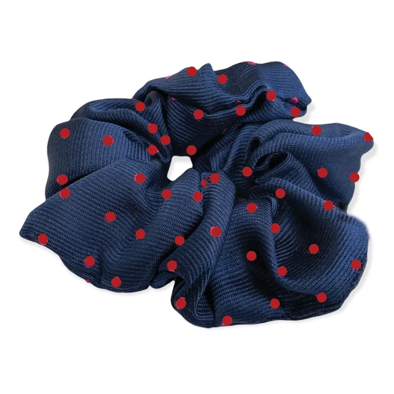 Equetech Polka Dot Show Scrunchie-Navy/Red