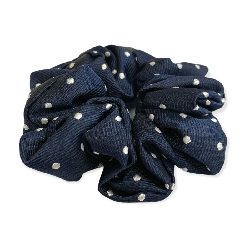 Equetech Polka Dot Show Scrunchie - Navy/White-1
