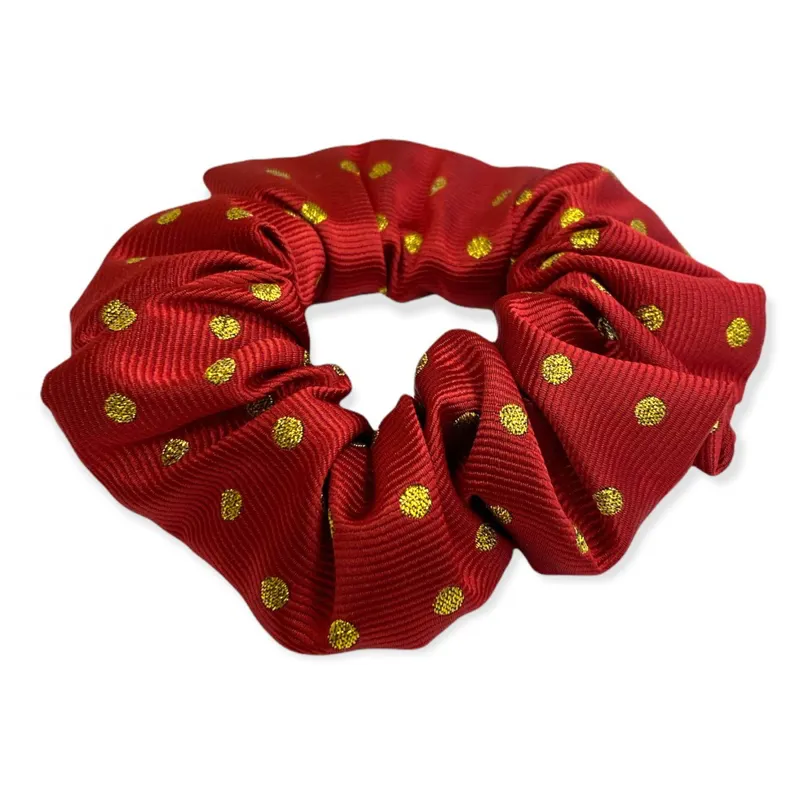 Equetech Polka Dot Show Scrunchie - Red/Gold-1