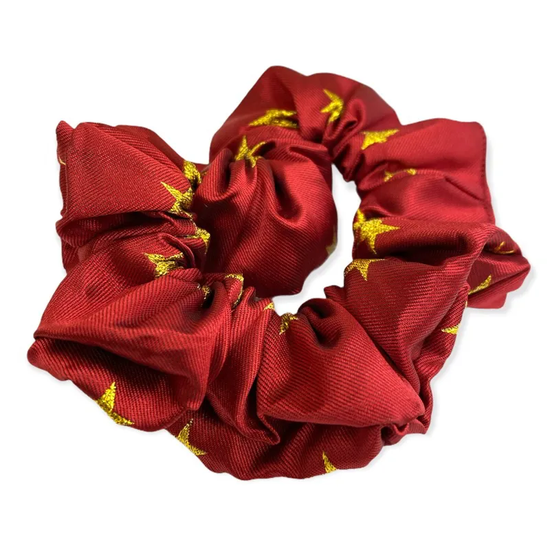 Equetech Stars Hair Scrunchie - Red/Gold-1