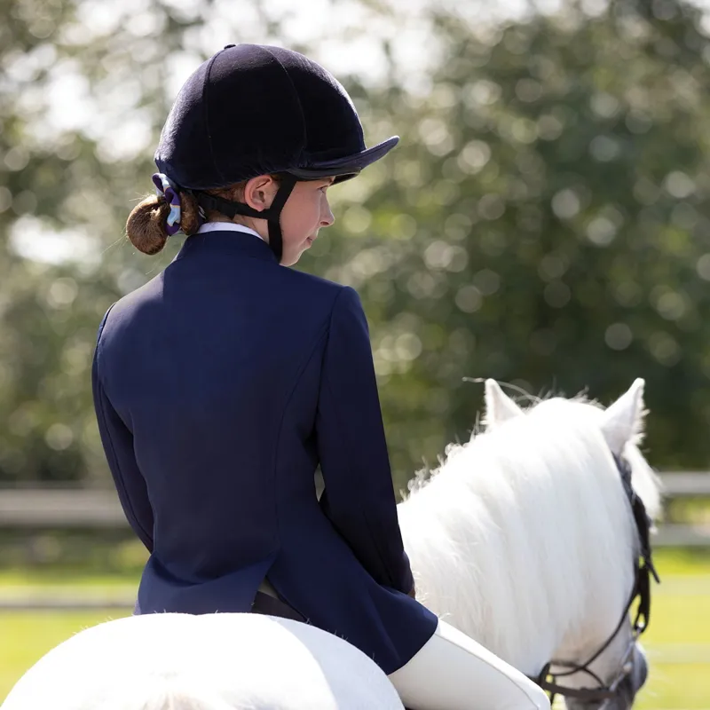 Equetech Jersey Deluxe Junior Girls Show Coat - Navy-2
